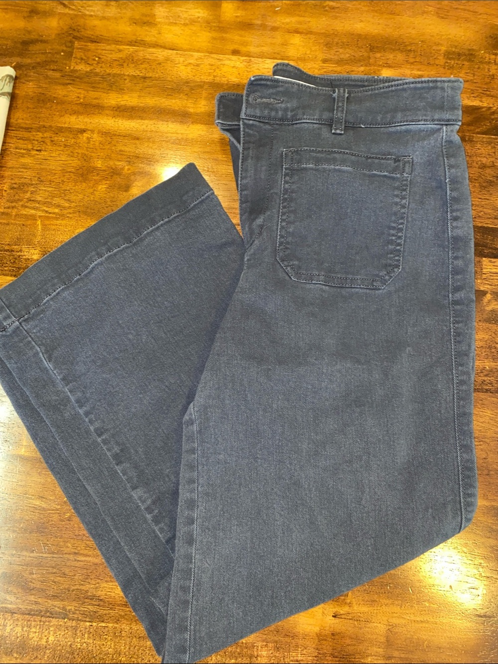 LOFT Womens Wide Leg Front Pocket Stretch Denim Trousers in Gray